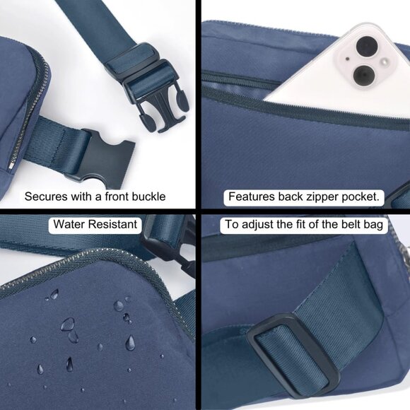 Navy Mini Belt Bag for Women - Crossbody, Waist & Shoulder Style, Water-Resistan - Picture 6 of 6